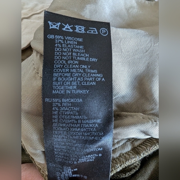 Reiss linen blend pants olive green sz 8 - Picture 12 of 12